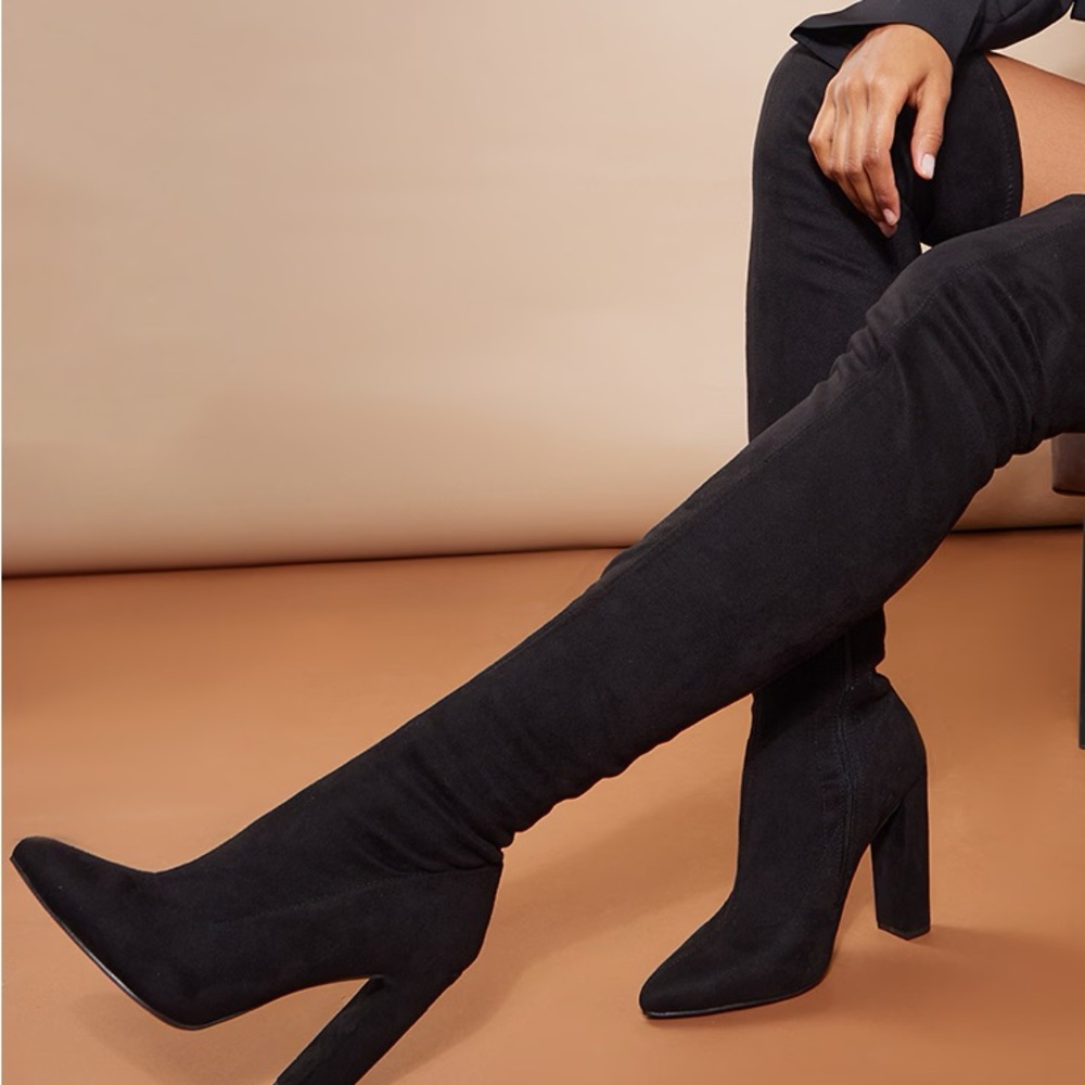 Stuart Weitzman Black suede thigh high Boots